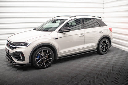 Maxton Seitenschweller Ansatz für Volkswagen T-Roc R / R-Line Mk1 Facelift schwarz Hochglanz