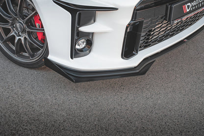 Maxton Robuste Racing Front Ansatz für passend +Flaps für Toyota GR Yaris Mk4 schwarz Hochglanz