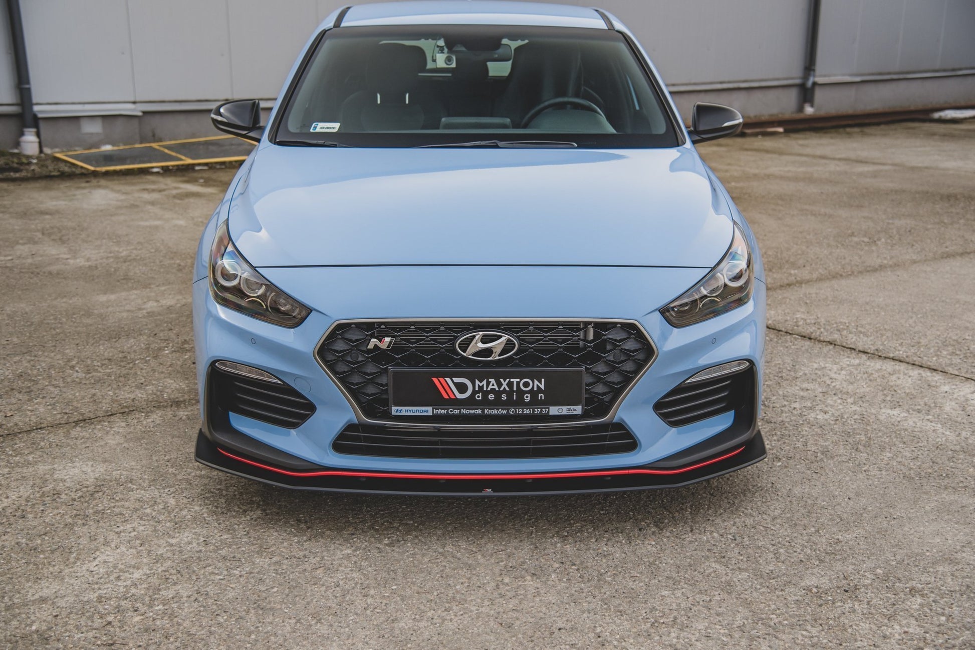 Maxton Robuste Racing Front Ansatz für passend +Flaps für Hyundai I30 N Mk3 Hatchback / Fastback schwarz Hochglanz
