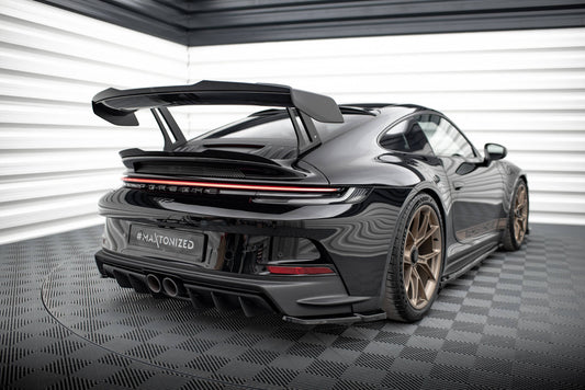 Maxton Heck Ansatz Flaps Diffusor für Porsche 911 992 GT3 schwarz Hochglanz