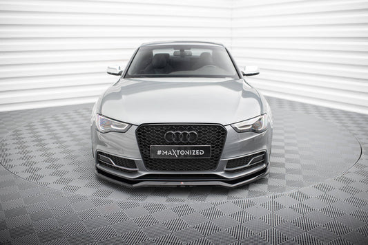 Maxton Front Ansatz V.4 für Audi S5 / A5 S-Line Coupe / Sportback 8T Facelift schwarz Hochglanz