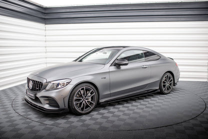 Maxton Street Pro Seitenschweller Ansatz für + Flaps Mercedes-AMG C43 Coupe C205 Facelift schwarz Hochglanz