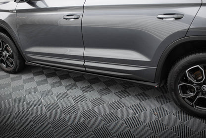 Maxton Seitenschweller Ansatz für Skoda Kodiaq Sportline Mk1 Facelift schwarz Hochglanz