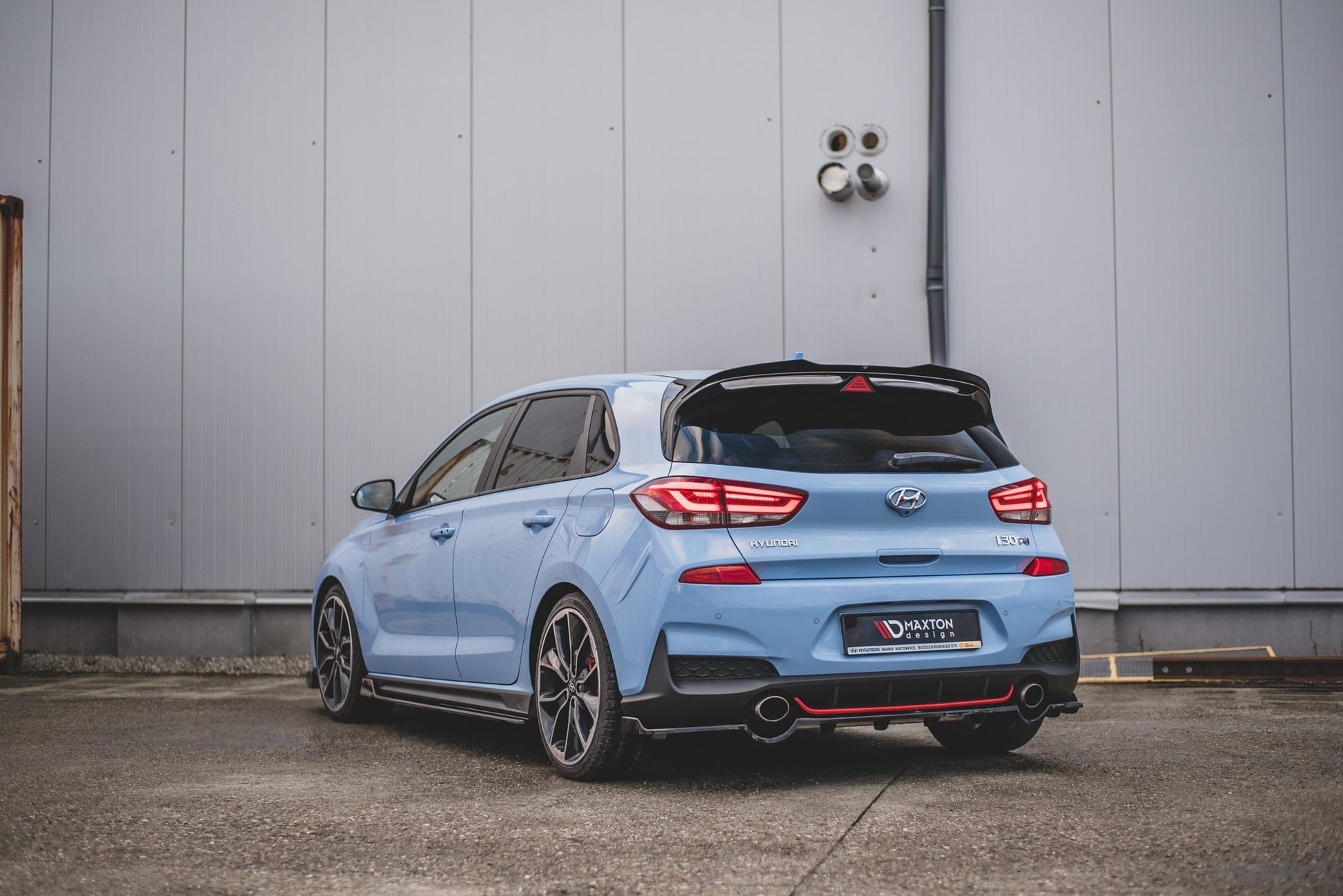 Maxton Mittlerer Diffusor Heck Ansatz DTM Look für Hyundai I30 N Mk3 Hatchback schwarz Hochglanz