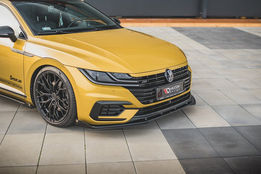 Maxton Robuste Racing Front Ansatz für passend +Flaps für Volkswagen Arteon R-Line schwarz Hochglanz