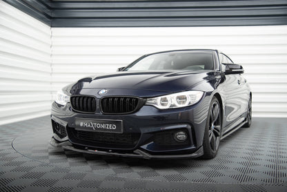 Maxton Front Ansatz V.5 für BMW 4er Coupe / Gran Coupe / Cabrio M-Paket F32 / F36 / F33 schwarz Hochglanz