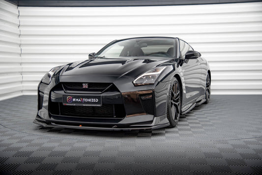 Maxton Front Ansatz V.1 für Nissan GTR R35 Facelift schwarz Hochglanz