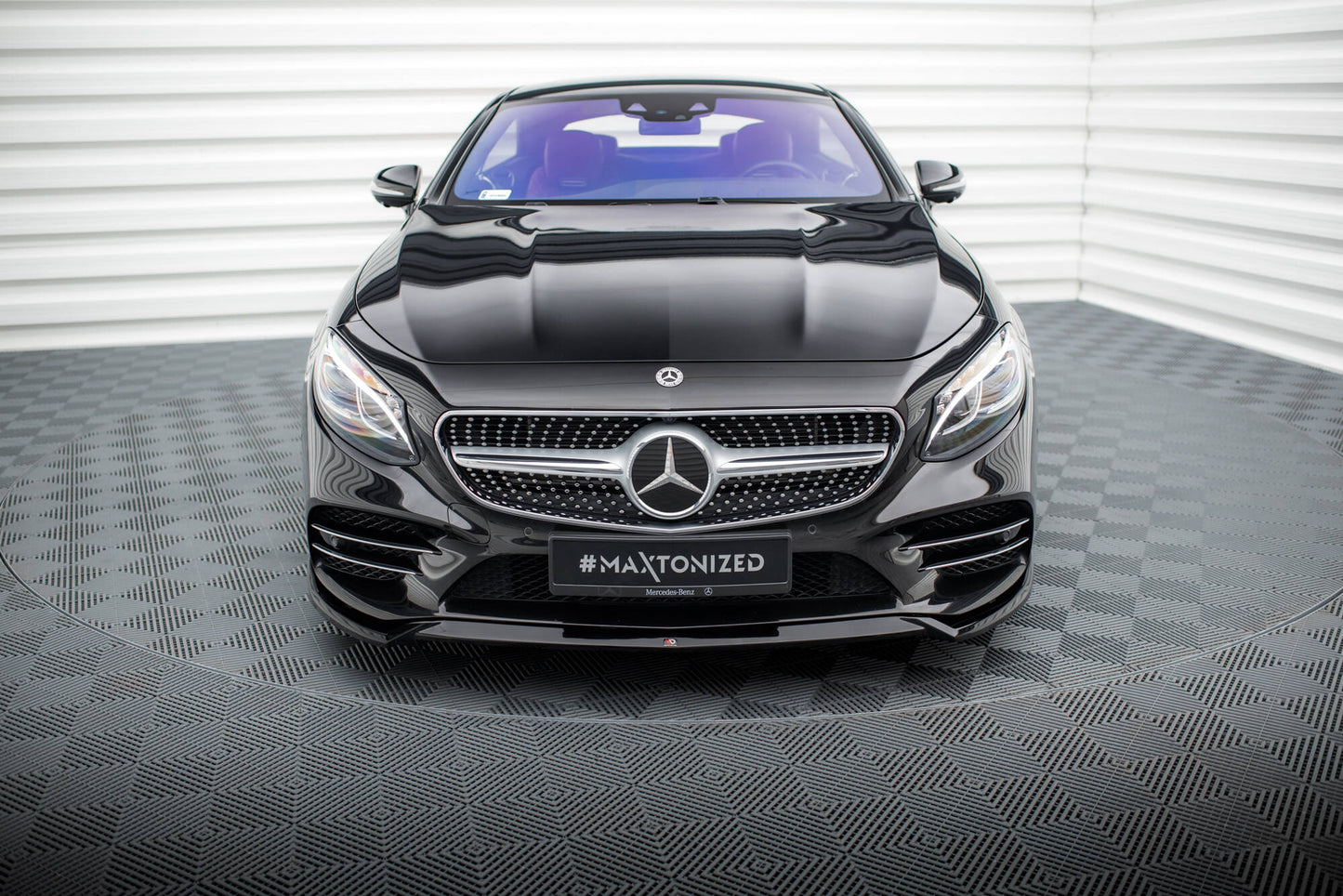 Maxton Front Ansatz V.1 für Mercedes-Benz S Coupe AMG-Line C217 Facelift schwarz Hochglanz