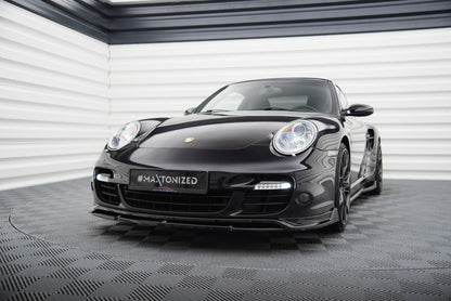 Maxton Front Ansatz für Porsche 911 Turbo 997 schwarz Hochglanz