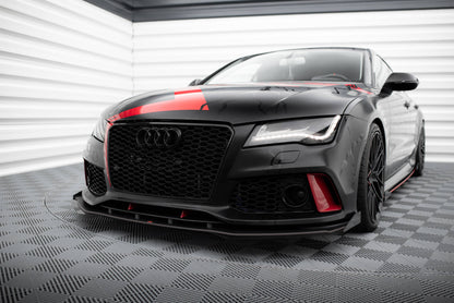 Maxton Street Pro Front Ansatz für +Flaps für + Flaps Audi A7 RS7 Look C7 schwarz Hochglanz