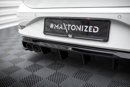 Maxton Diffusor Heck Ansatz für Volkswagen Polo GTI Mk6 Facelift schwarz Hochglanz