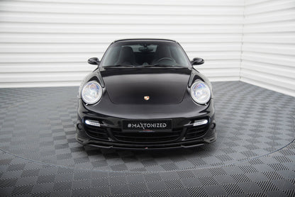 Maxton Front Ansatz für Porsche 911 Turbo 997 schwarz Hochglanz
