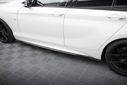 Maxton Seitenschweller Ansatz für V.5 BMW 1er M-Paket / M140i F20 Facelift schwarz Hochglanz