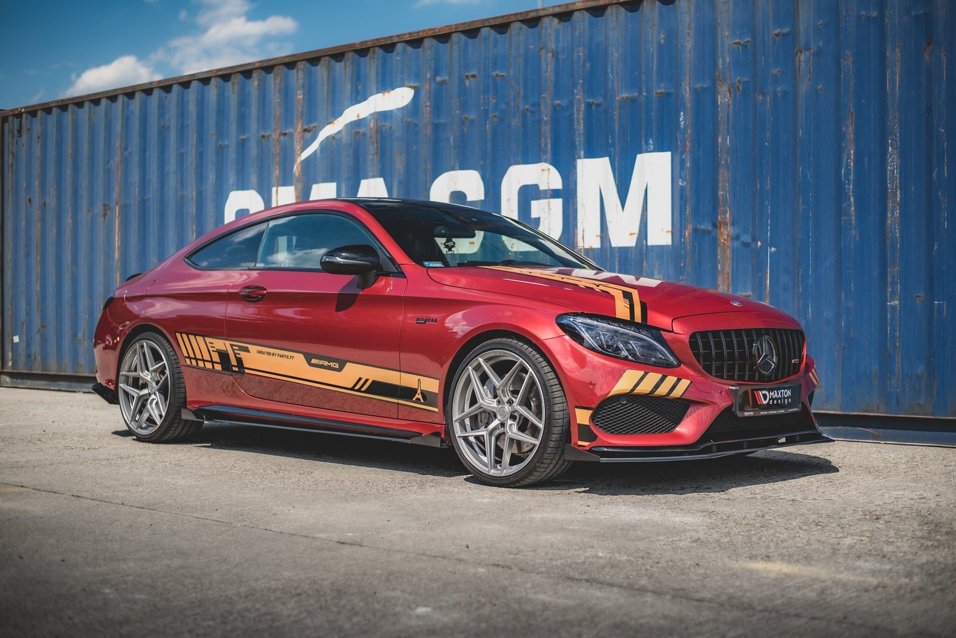 Maxton Robuste Racing Seitenschweller Ansatz für für + Flaps Mercedes-AMG C43 Coupe C205 schwarz Hochglanz