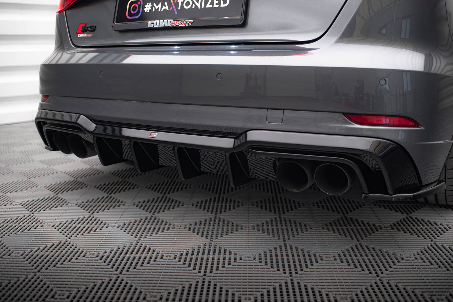 Maxton Diffusor Heck Ansatz für Audi S3 Sportback 8V Facelift