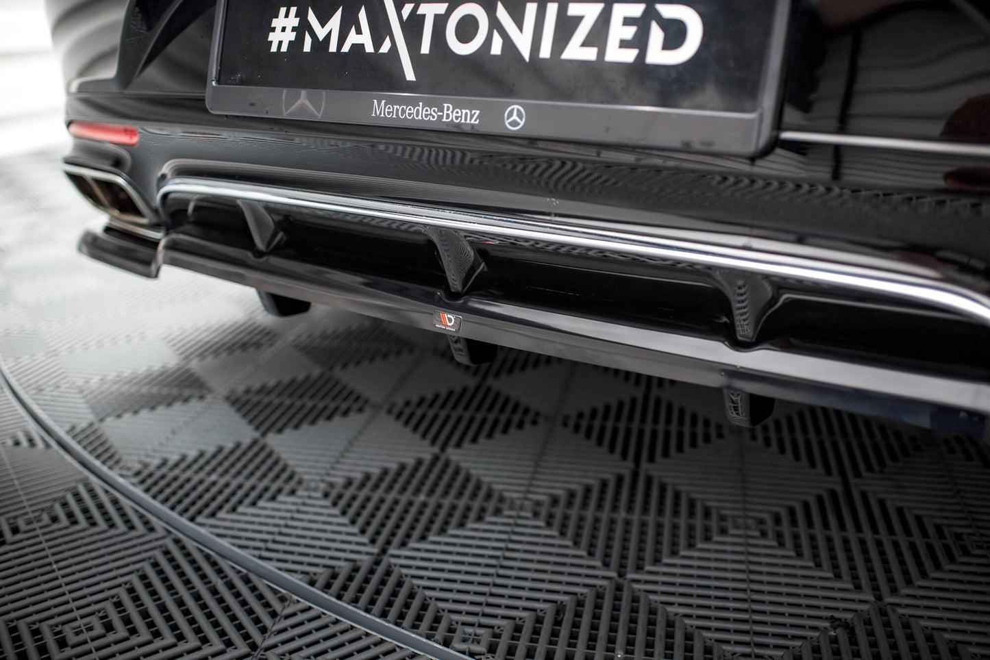 Maxton Mittlerer Diffusor Heck Ansatz DTM Look für Mercedes-Benz S Coupe AMG-Line C217 Facelift schwarz Hochglanz