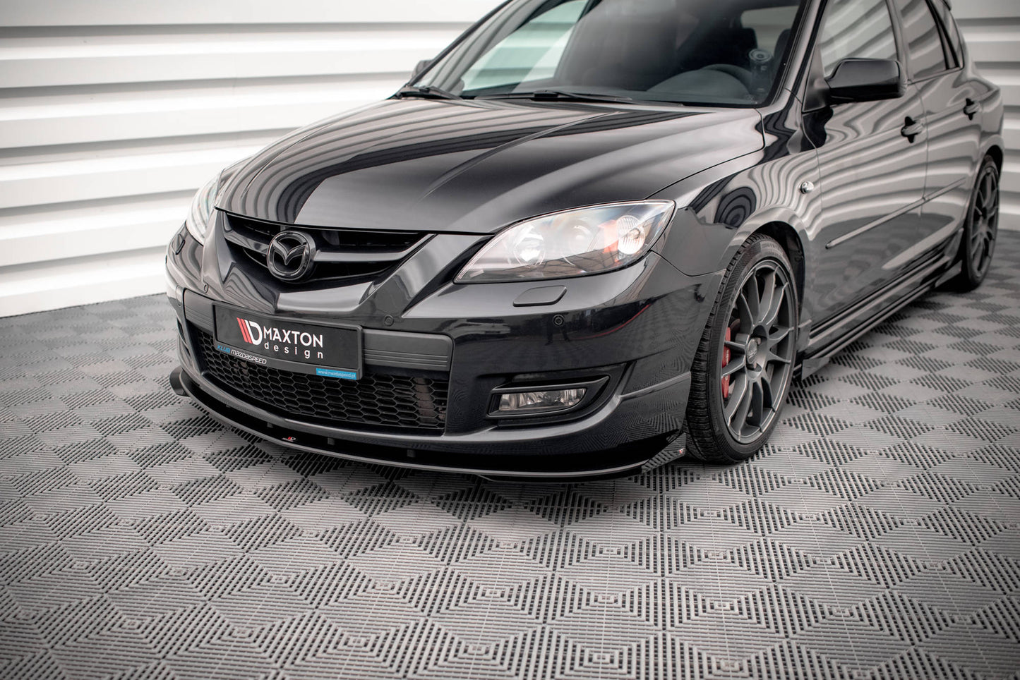 Maxton Street Pro Front Ansatz für +Flaps für V.1 + Flaps Mazda 3 MPS Mk1 schwarz Hochglanz