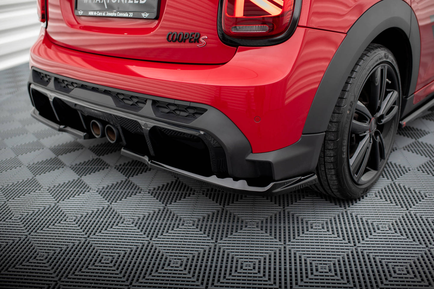 Maxton Heck Ansatz Flaps Diffusor für Mini Cooper S John Cooper Works F55 Facelift schwarz Hochglanz