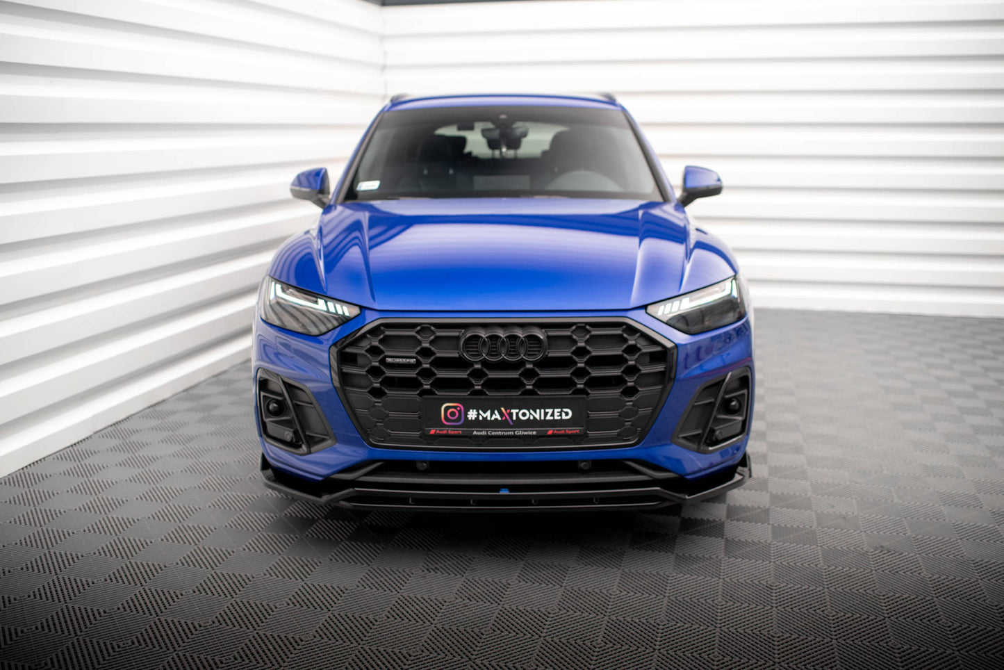 Maxton Front Ansatz V.1 für Audi SQ5 / Q5 S-Line SUV / Sportback Mk2 Facelift schwarz Hochglanz