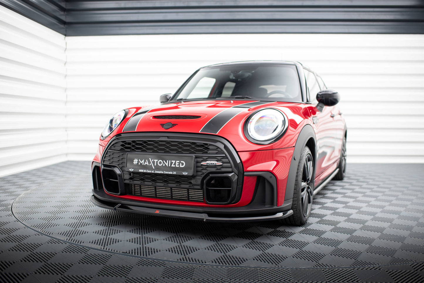 Maxton Front Ansatz V.2 für Mini Cooper S John Cooper Works F56 Facelift schwarz Hochglanz