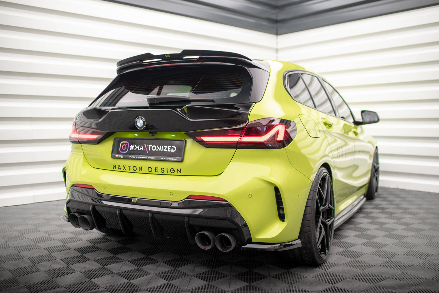 Maxton Heckscheiben Spoiler für BMW 1er F40 M-Paket / M135i schwarz Hochglanz