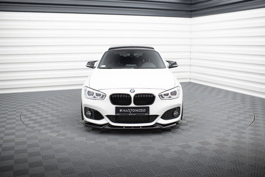 Maxton Front Ansatz V.5 für BMW 1er M-Paket / M140i F20 Facelift schwarz Hochglanz