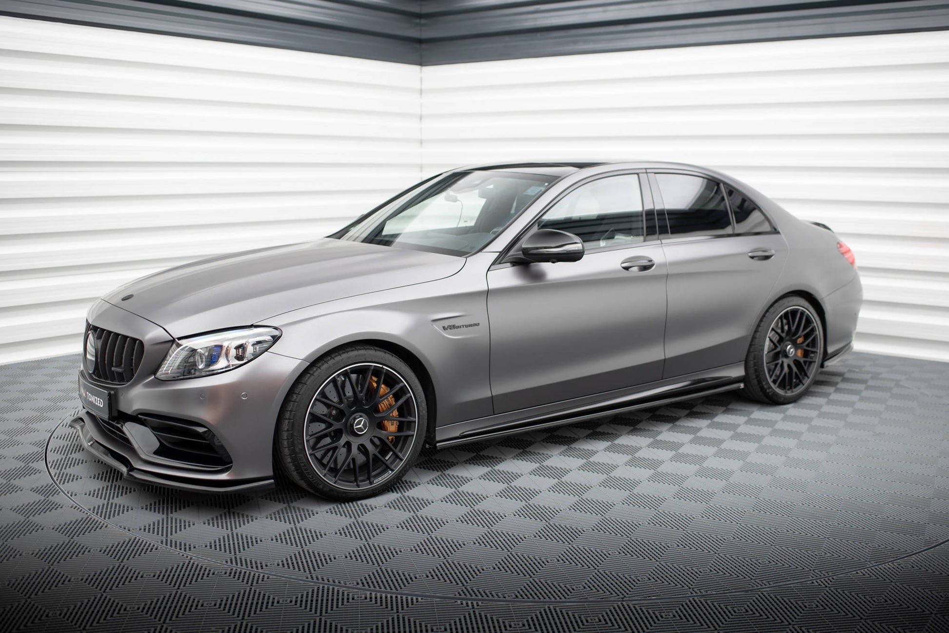 Maxton Seitenschweller Ansatz für Mercedes-AMG C63 Limousine / Kombi W205 Facelift schwarz Hochglanz