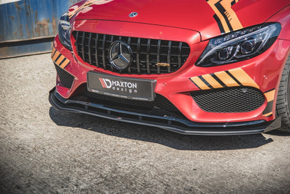 Maxton Robuste Racing Front Ansatz für passend +Flaps für Mercedes - AMG C43 Coupe C205 schwarz Hochglanz