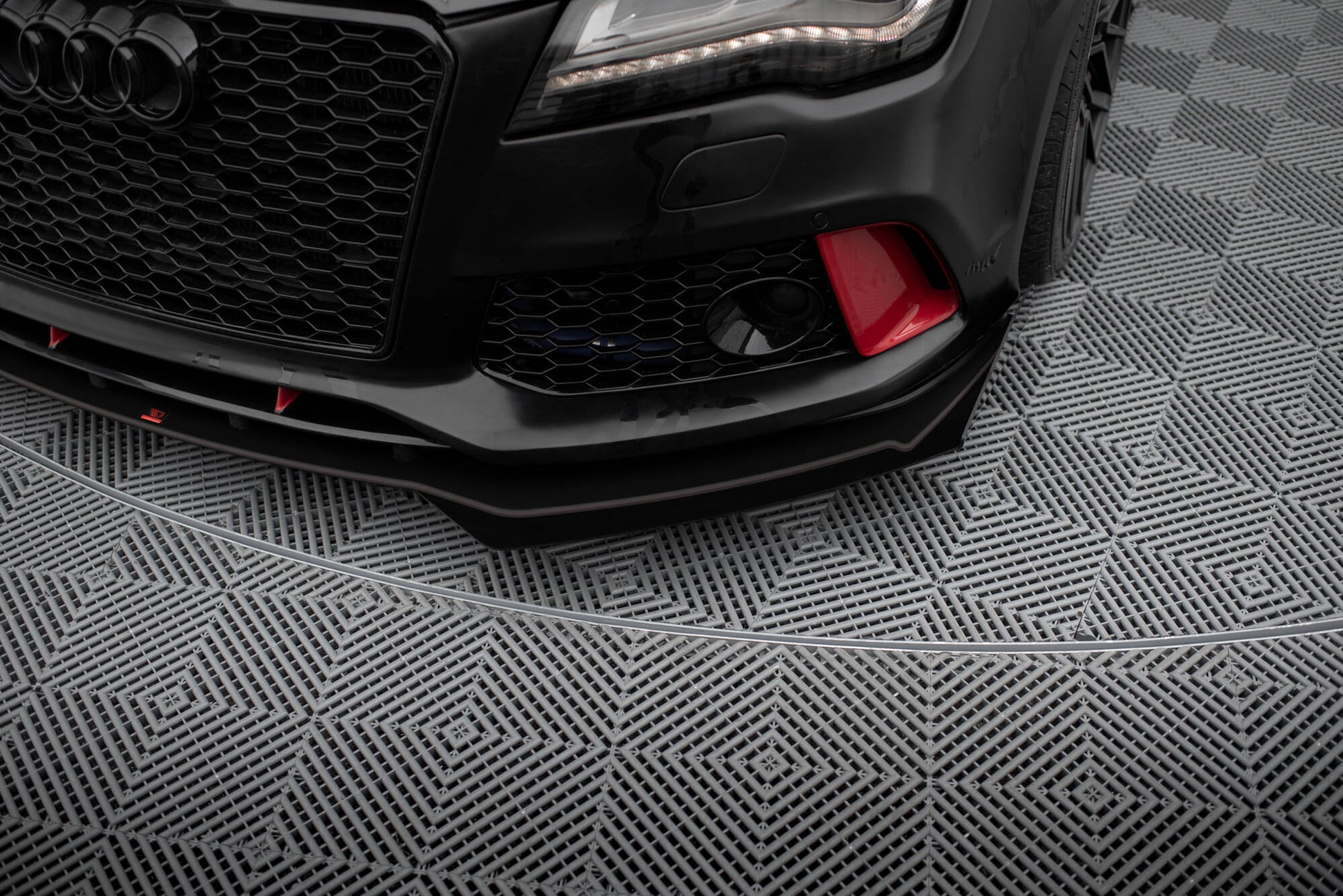 Maxton Street Pro Front Ansatz für +Flaps für + Flaps Audi A7 RS7 Look C7 schwarz Hochglanz