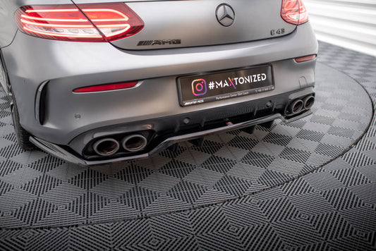 Maxton Mittlerer Diffusor Heck Ansatz DTM Look für Mercedes-AMG C43 Coupe C205 Facelift schwarz Hochglanz