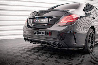 Maxton Mittlerer Diffusor Heck Ansatz DTM Look für Mercedes-Benz C AMG-Line W205 Facelift schwarz Hochglanz