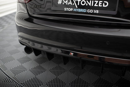 Maxton Diffusor Heck Ansatz für Audi A5 Coupe / Cabrio S-Line 8T (Version mit Einzelauspuff auf beiden Seiten)