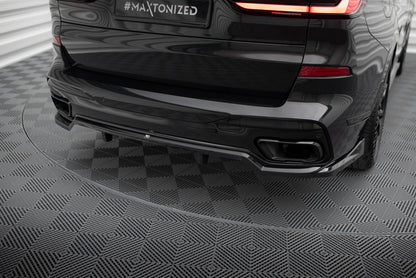 Maxton Mittlerer Diffusor Heck Ansatz DTM Look für BMW X7 M-Paket G07 Facelift schwarz Hochglanz