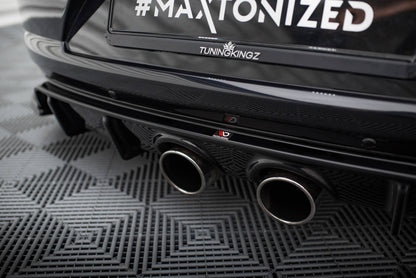 Maxton Diffusor Heck Ansatz V.2 für Volkswagen Scirocco Mk3 (R32 Auspuff) schwarz Hochglanz