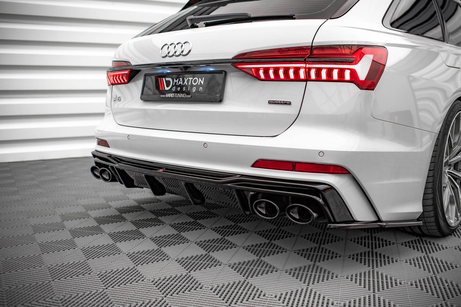 Maxton Diffusor Heck Ansatz für Audi S6 / A6 S-Line C8 schwarz Hochglanz