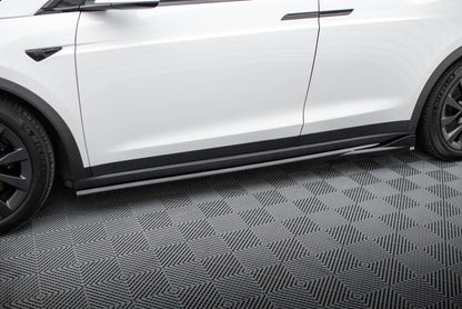 Maxton Seitenschweller Ansatz für Tesla Model X Mk1 Facelift schwarz Hochglanz