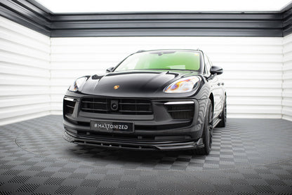 Maxton Front Ansatz für Porsche Macan GTS Mk1 Facelift 2 schwarz Hochglanz