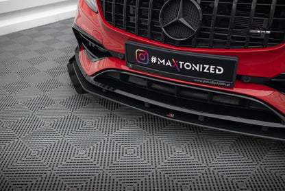 Maxton Street Pro Front Ansatz für +Flaps für + Flaps Mercedes-Benz A 45 AMG Aero W176 Facelift schwarz Hochglanz