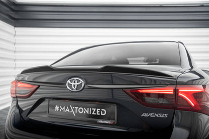 Maxton Spoiler CAP für 3D Toyota Avensis Limousine Mk3 Facelift schwarz Hochglanz