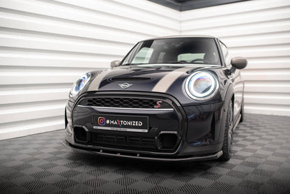 Maxton Front Ansatz V.1 für Mini Cooper S F56 Facelift schwarz Hochglanz