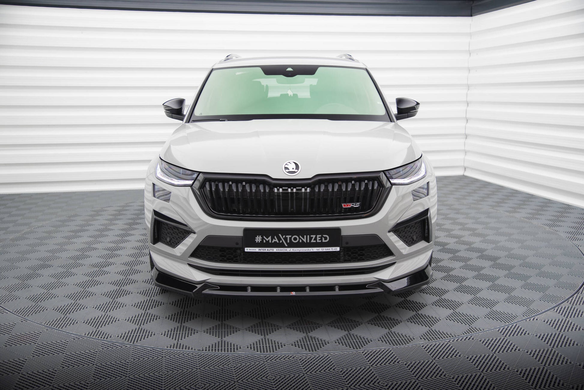 Maxton Front Ansatz V.1 für Skoda Kodiaq RS Mk1 Facelift schwarz Hochglanz