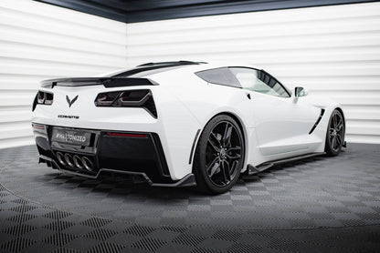 Maxton Mittlerer Diffusor Heck Ansatz DTM Look für + Heck Ansatz Flaps Diffusor für Chevrolet Corvette C7 schwarz Hochglanz