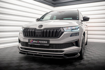 Maxton Front Ansatz für Skoda Karoq Sportline Mk1 Facelift schwarz Hochglanz