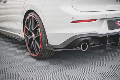 Maxton Robuste Racing Heck Ansatz Flaps Diffusor +Flaps für Volkswagen Golf GTI / GTE Mk8 schwarz Hochglanz