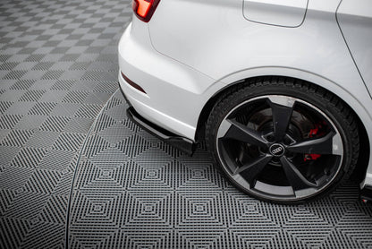 Maxton Heck Ansatz Flaps Diffusor V.3 für Audi RS3 Limousine 8V Facelift schwarz Hochglanz
