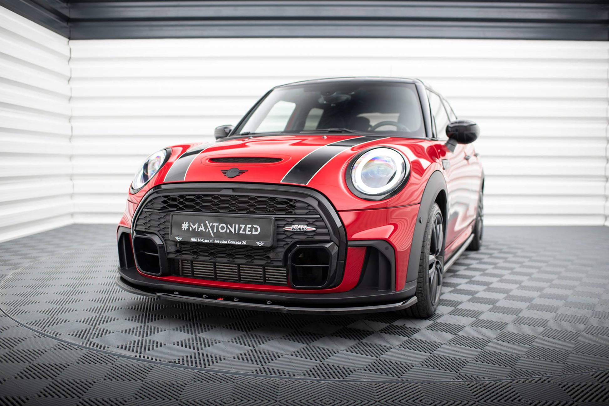 Maxton Front Ansatz V.1 für Mini Cooper S John Cooper Works F56 Facelift schwarz Hochglanz