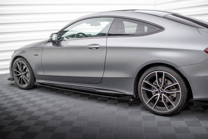 Maxton Street Pro Seitenschweller Ansatz für + Flaps Mercedes-AMG C43 Coupe C205 Facelift schwarz Hochglanz