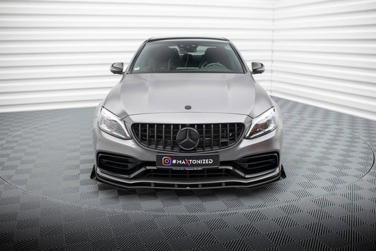 Maxton Street Pro Front Ansatz für +Flaps für + Flaps Mercedes-AMG C63 Limousine / Kombi W205 Facelift schwarz Hochglanz