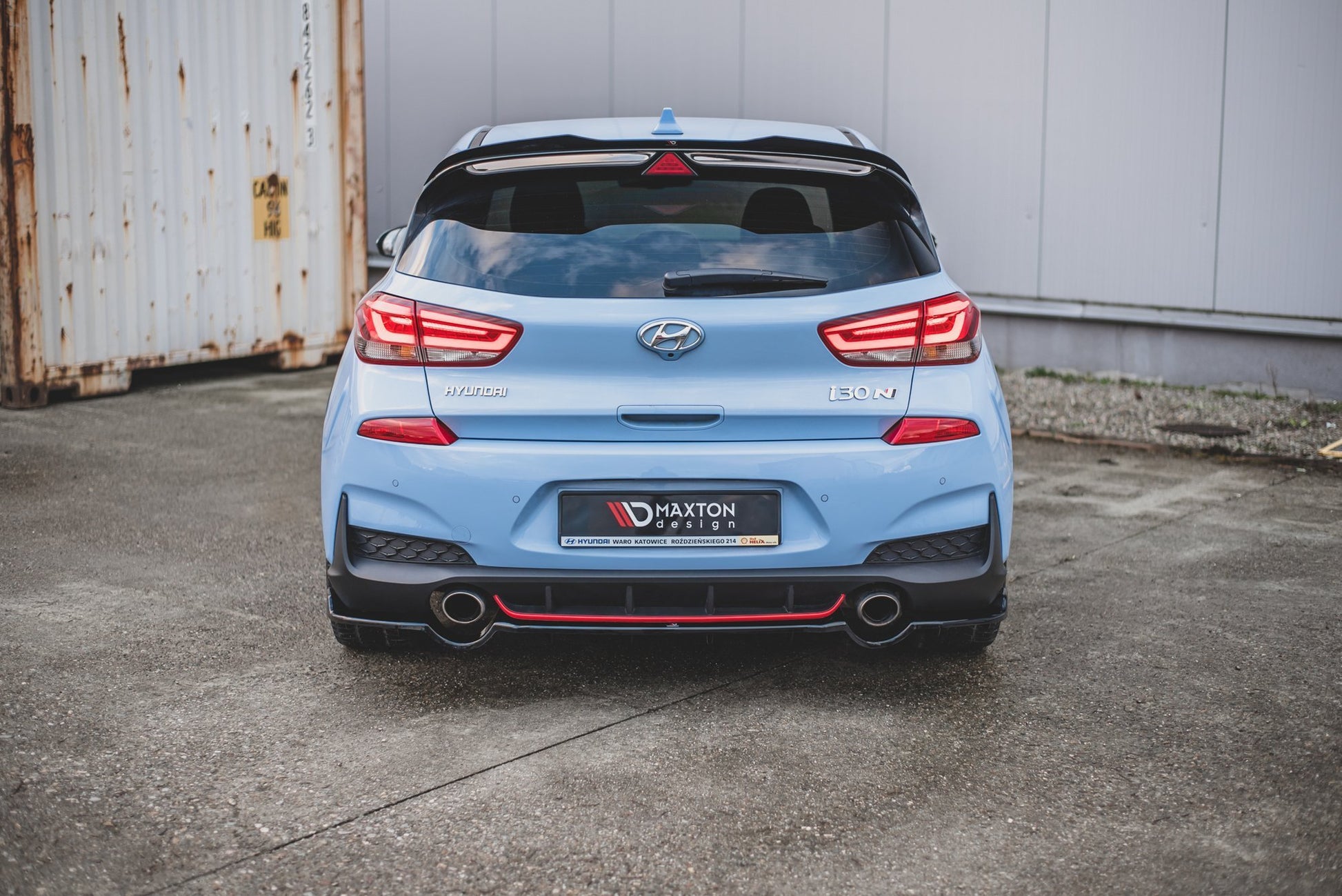 Maxton Mittlerer Diffusor Heck Ansatz DTM Look für Hyundai I30 N Mk3 Hatchback schwarz Hochglanz
