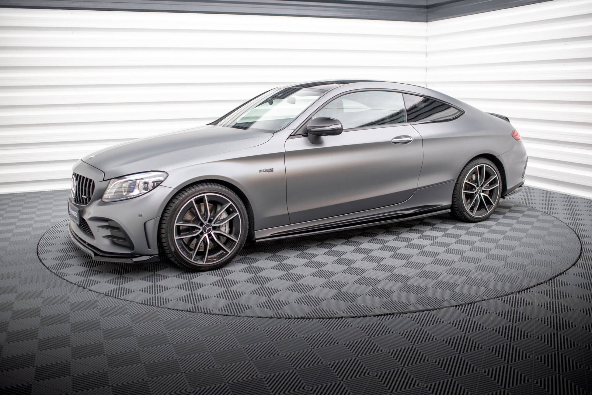 Maxton Seitenschweller Ansatz für Mercedes-AMG C43 Coupe C205 Facelift schwarz Hochglanz